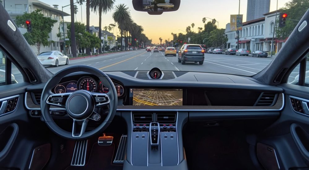 Use of self-driving cars with voice assistant, Autonomous driving vehicle.